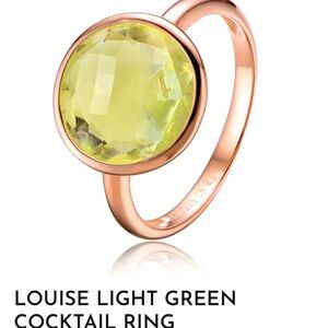 Genevive Louise Light Green Cocktail Ring .925 Sterling Silver Sz 6.5